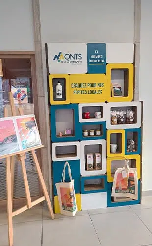 Graphisme pour présentoir - accueil office du tourisme du Génevois